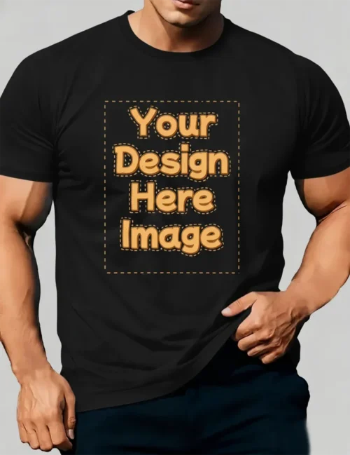 Camisetas negras de tallas grandes para hombre con logo de diseño personalizado