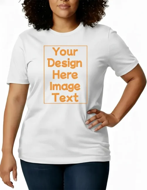 Women's plus size custom design logo white tshirts