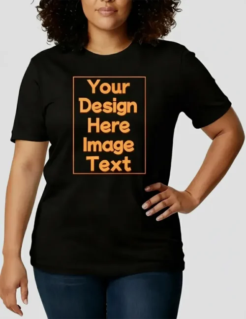 Women's plus size custom design logo black tshirts
