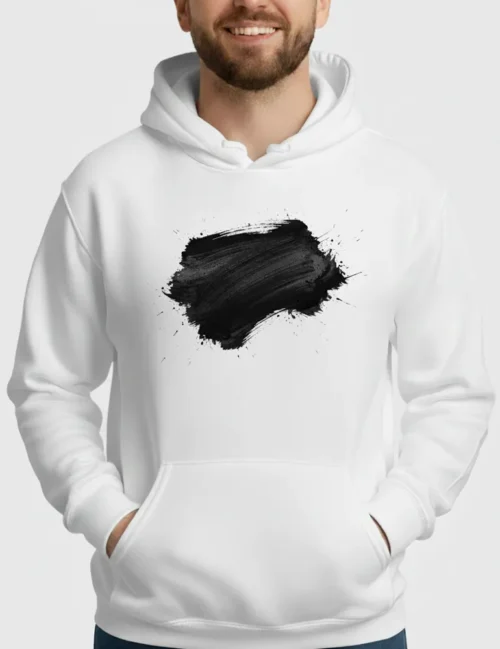 Sumi-e Hoodie, Abstract Ink Art, Minimalist Streetwear, Brushstroke Graphic.