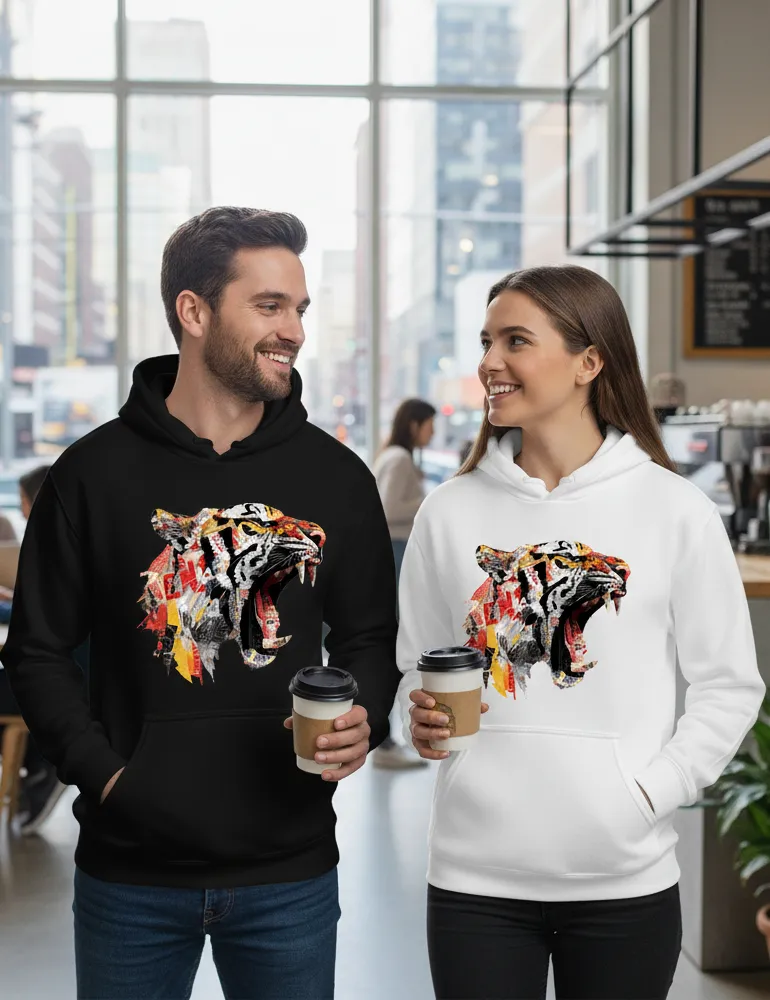 Predator Anthem No. 03 – Tiger Collage Street Art Hoodie | The Debris Series by Kaelo X