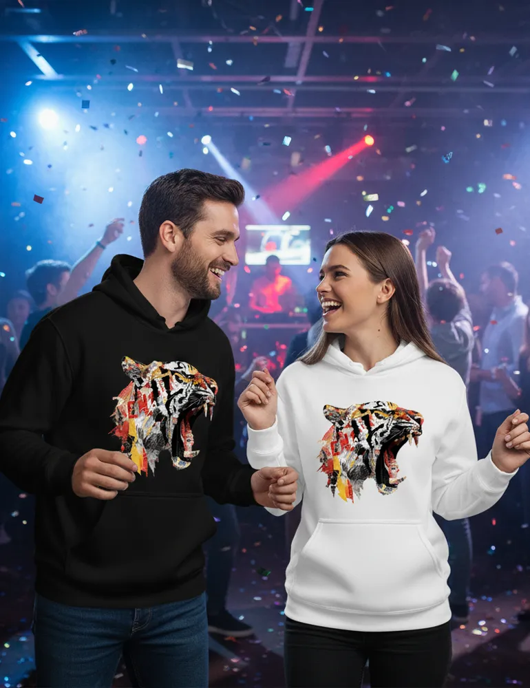 Predator Anthem No. 03 – Tiger Collage Street Art Hoodie | The Debris Series by Kaelo X