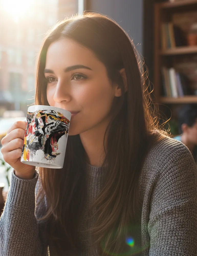 Predator Anthem No. 03 – Tiger Collage Street Art Mug | Kaelo X Artist Series