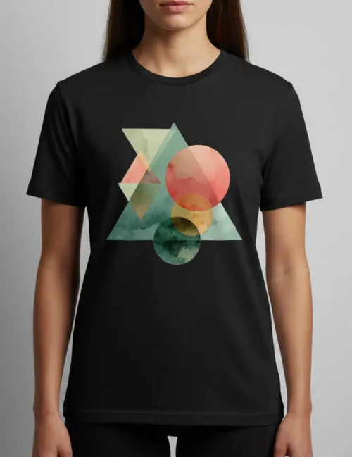 Elara Vane Solar Spectrum No. 09 vivid geometric watercolor abstract art on white organic t-shirt.