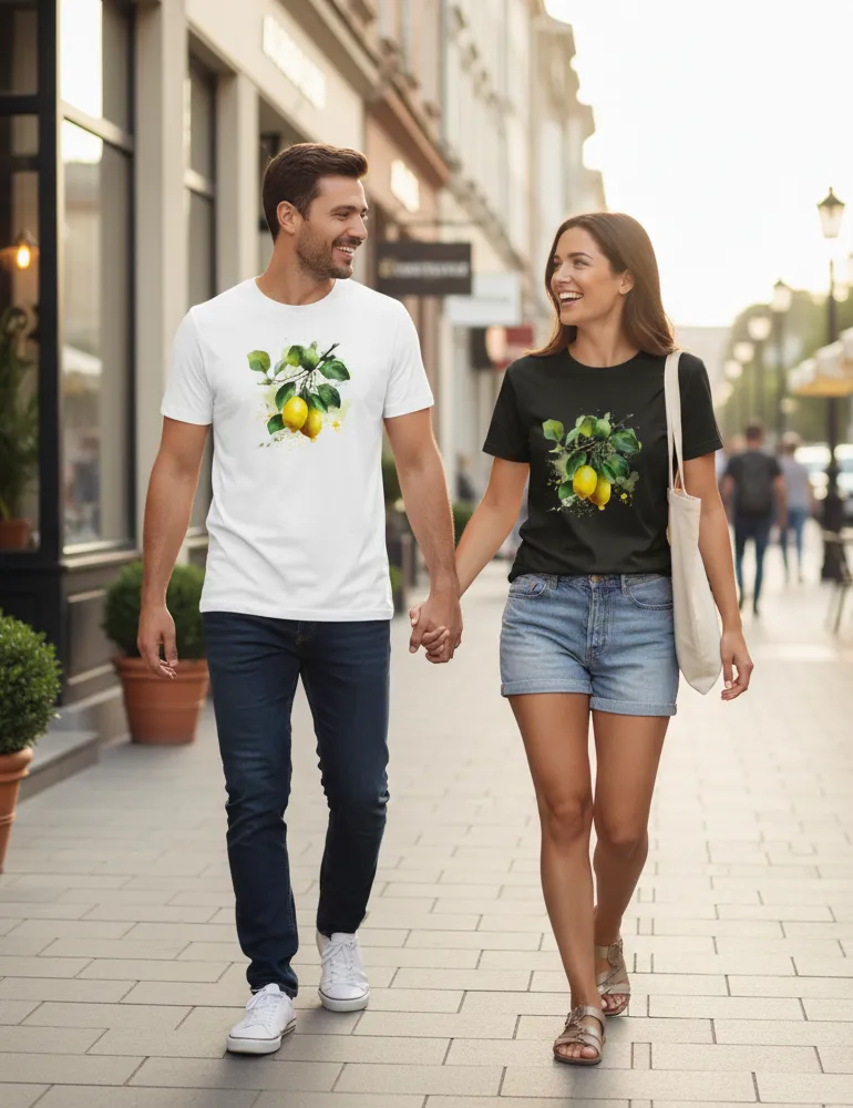 Citrus Solstice No. 11 – Unisex Fresh Mediterranean Watercolor Tee | The Liquid Light Series