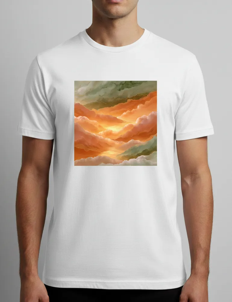 Golden Hour Reflection No. 12 – Unisex Mediterranean Sunset Watercolor Tee | The Liquid Light Series