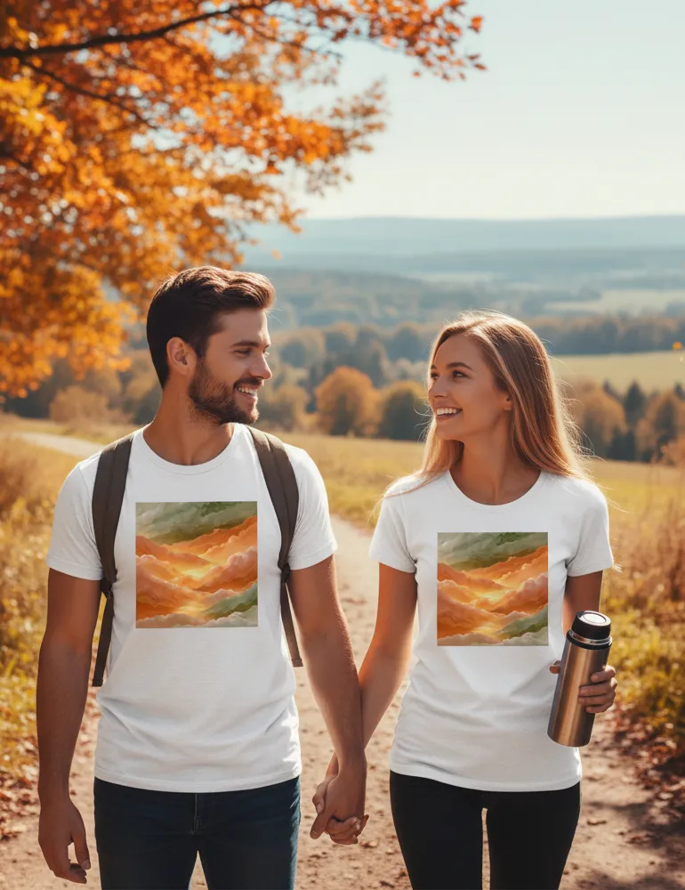 Golden Hour Reflection No. 12 – Unisex Mediterranean Sunset Watercolor Tee | The Liquid Light Series
