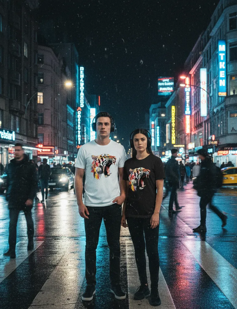 Predator Anthem No. 03 – Unisex Tiger Collage Street Art Tee | The Debris Series by Kaelo X