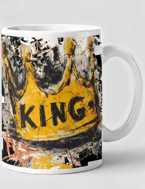 Kaelo X Sovereign Static No 05 Basquiat inspired crown art print on white ceramic mug