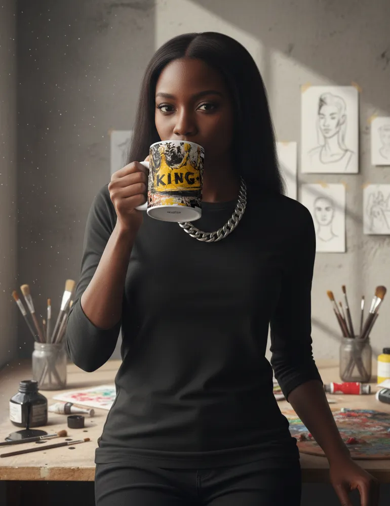 Sovereign Static No. 05 – Basquiat Style Crown Art Mug | Kaelo X Artist Series