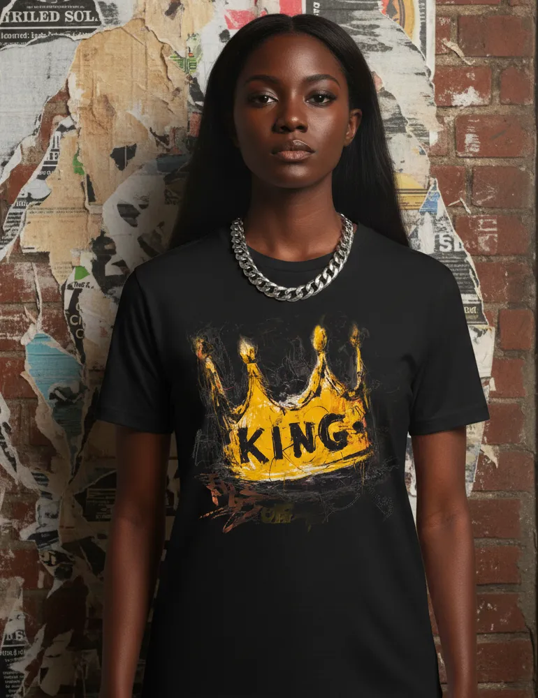 Sovereign Static No. 05 – Unisex Basquiat Style Crown Tee | The Debris Series by Kaelo X