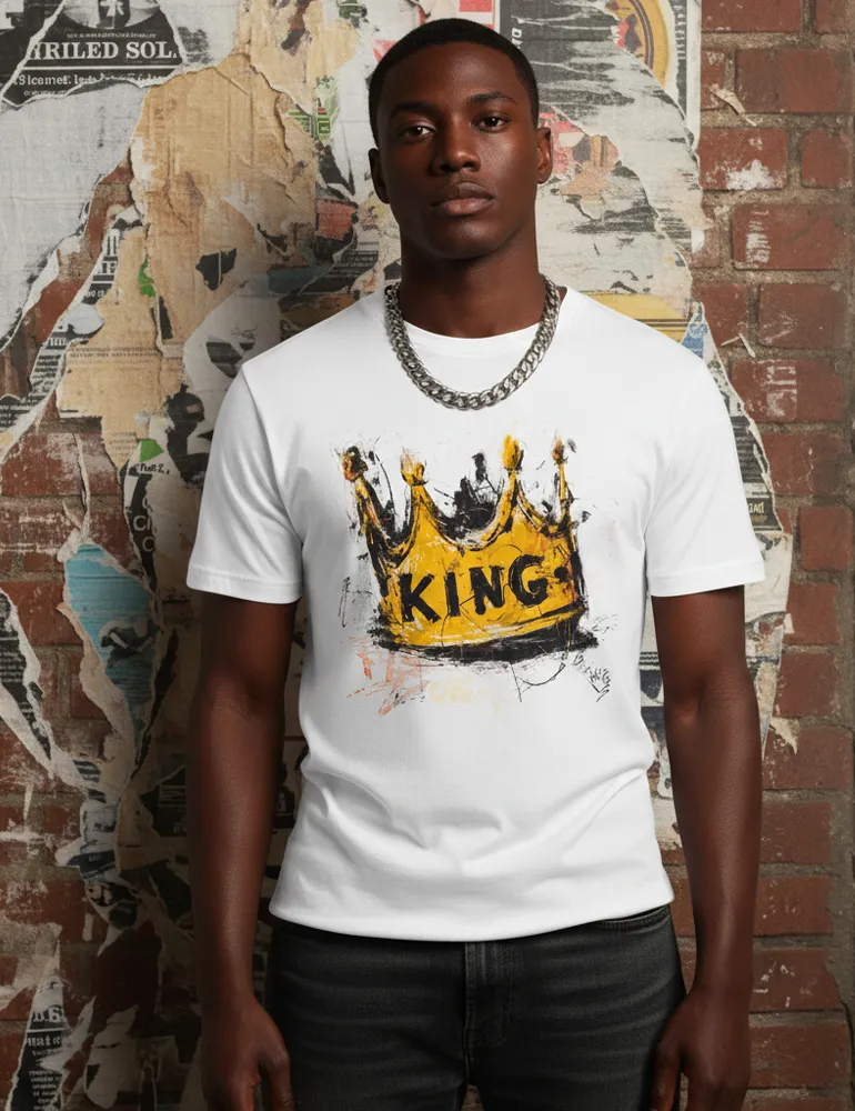 Sovereign Static No. 05 – Unisex Basquiat Style Crown Tee | The Debris Series by Kaelo X