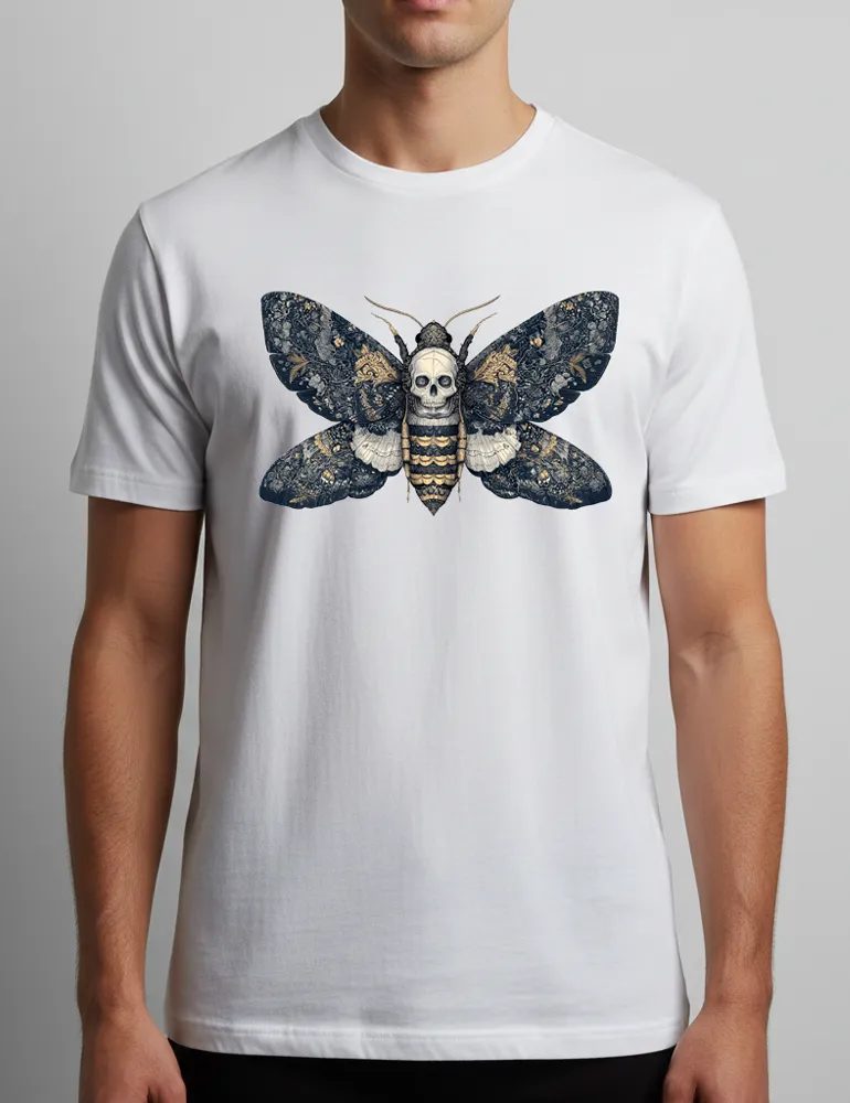 Seraphina Black Silent Witness No 08 death head hawkmoth etching art on white premium t-shirt
