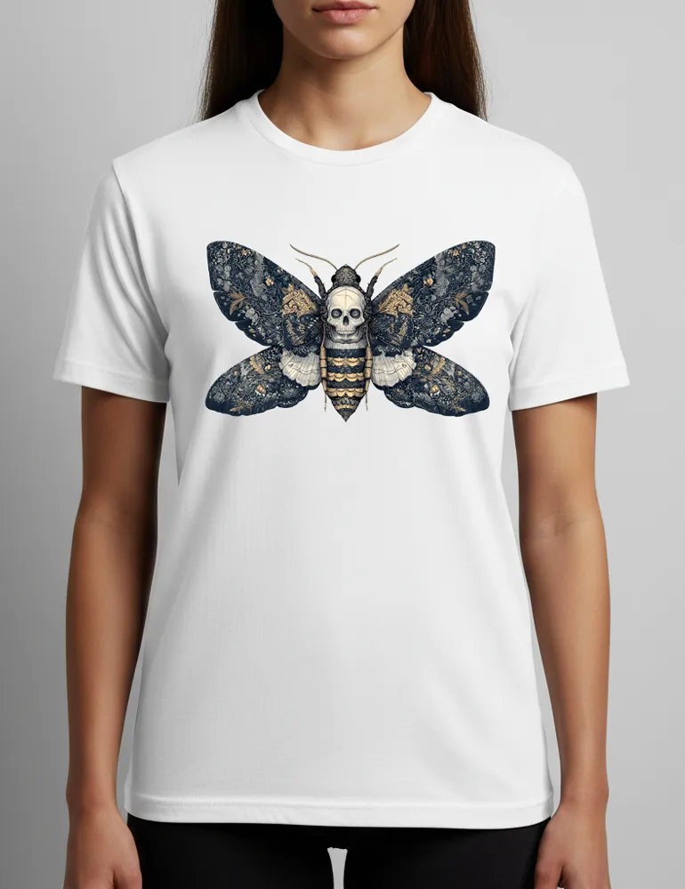 Silent Witness No. 08 – Unisex Death’s-head Hawkmoth Etching Tee | Seraphina Black Signature Series