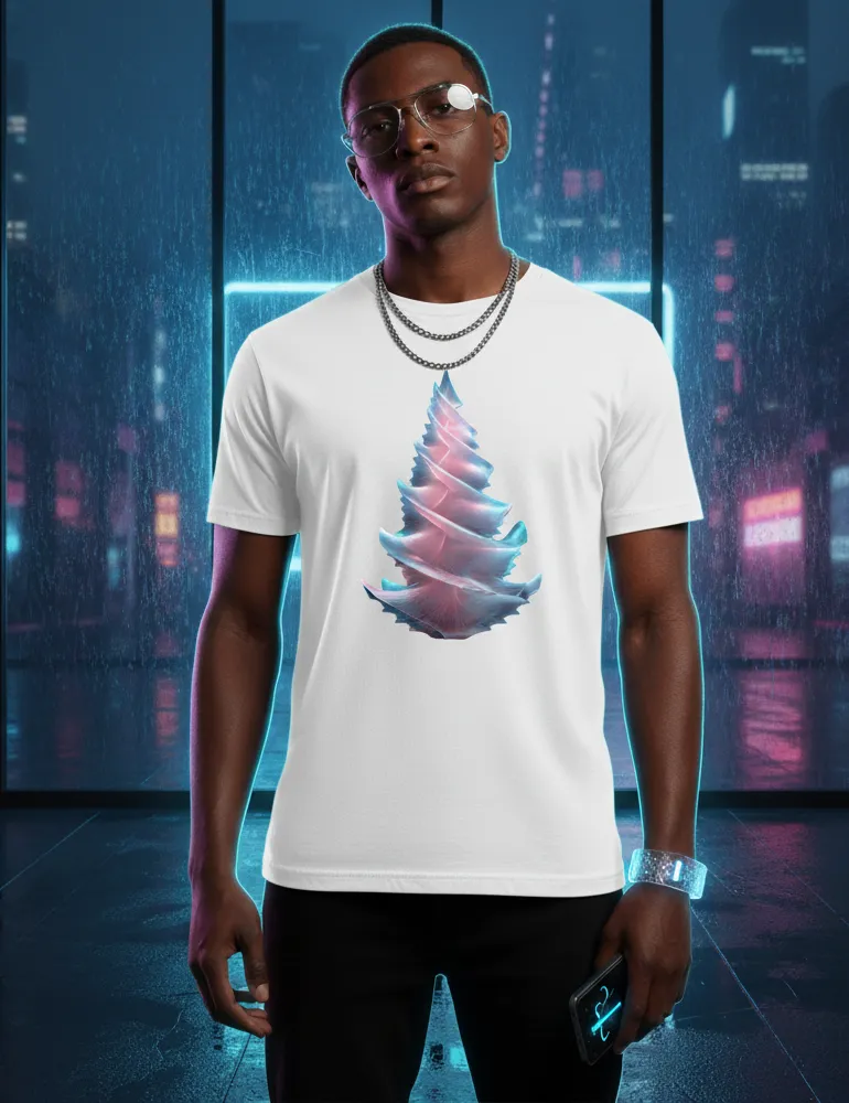 Radiant Spiral No. 02 – Unisex 3D Frosted Glass Tree Tee | Ryu Tanaka Signature Series
