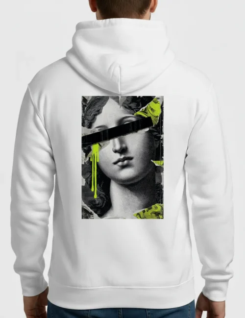 Kaelo X Censored Muse No 04 Renaissance collage street art hoodie in neon green and black