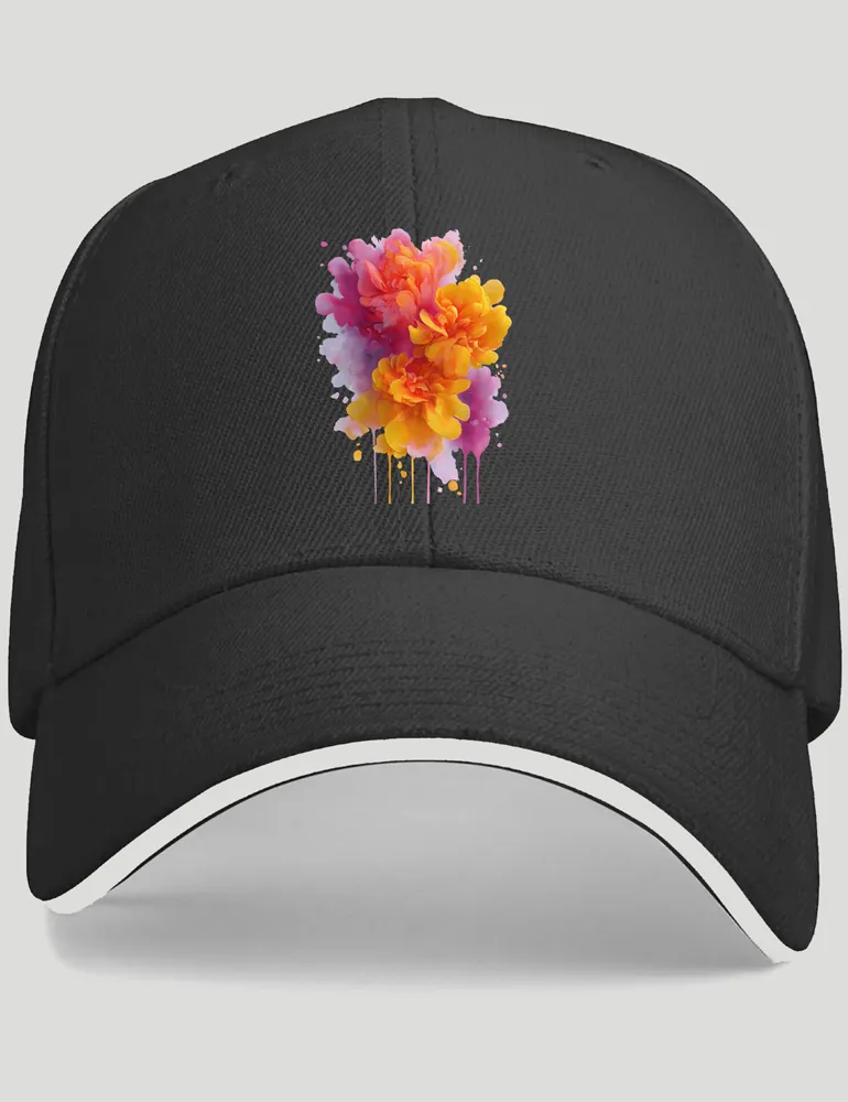Elara Vane Ethereal Whisper No 08 soft floral art on white 420G polyester baseball cap