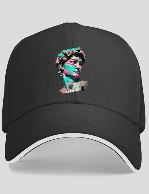 Kaelo X Urban Anthem No 01 Greek statue collage art on black cotton baseball cap