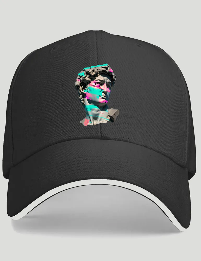 Kaelo X Urban Anthem No 01 Greek statue collage art on black cotton baseball cap