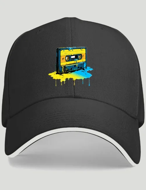 Kaelo X Liquid Frequency No 02 melting cassette art on black cotton baseball cap