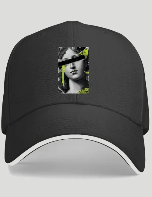 Kaelo X Censored Muse No 04 Renaissance collage print on black 420G polyester baseball cap