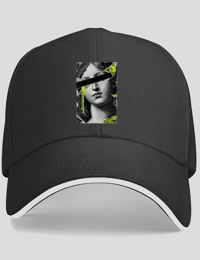 Kaelo X Censored Muse No 04 Renaissance collage print on black 420G polyester baseball cap