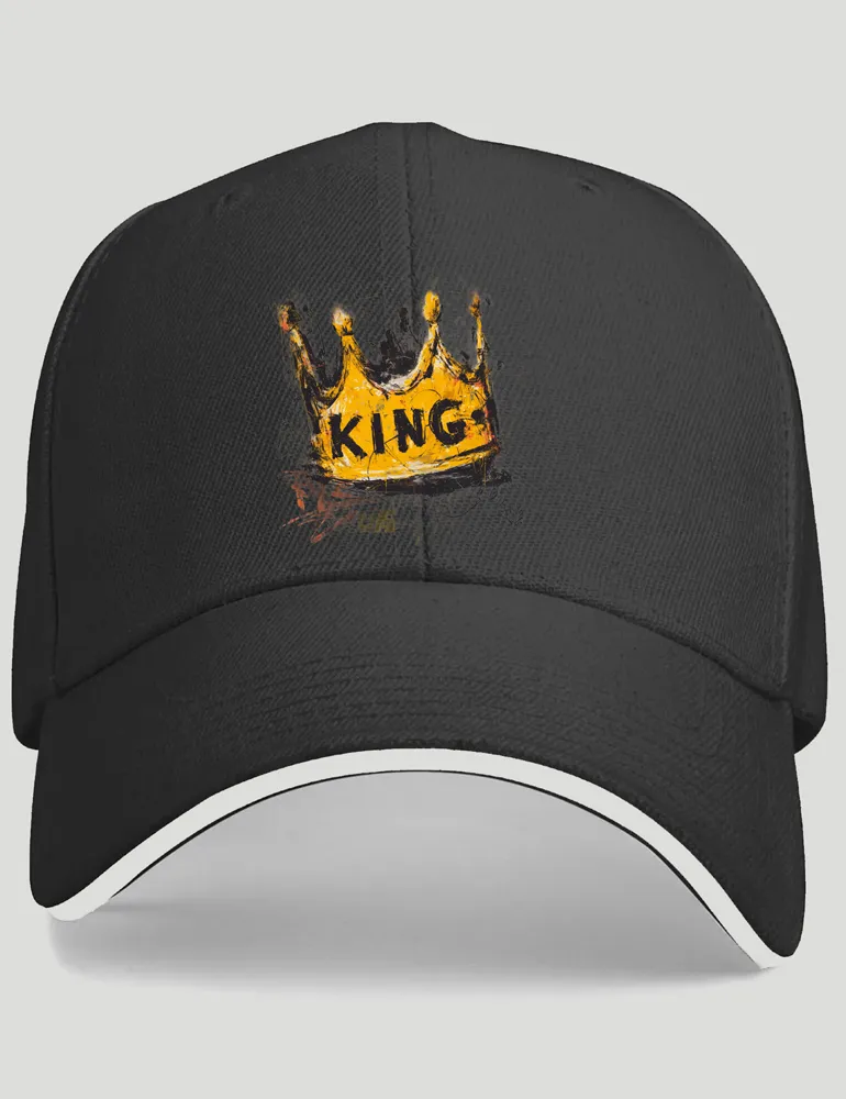 Kaelo X Sovereign Static No 05 yellow crown art on black cotton baseball cap