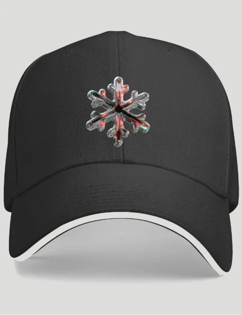 Ryu Tanaka Chrome Snowflake No 01 3D chrome art on black 420G polyester baseball cap