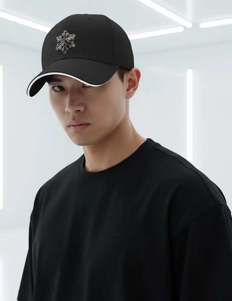 Chrome Snowflake No. 01 – 3D Iridescent Art Cap | 420G Heavyweight | Ryu Tanaka Artist Series