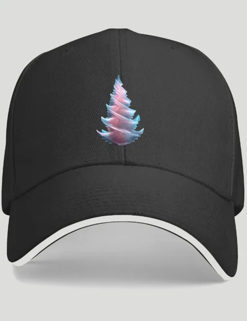 Ryu Tanaka Radiant Spiral No 02 3D frosted glass tree print on black 420G polyester baseball cap