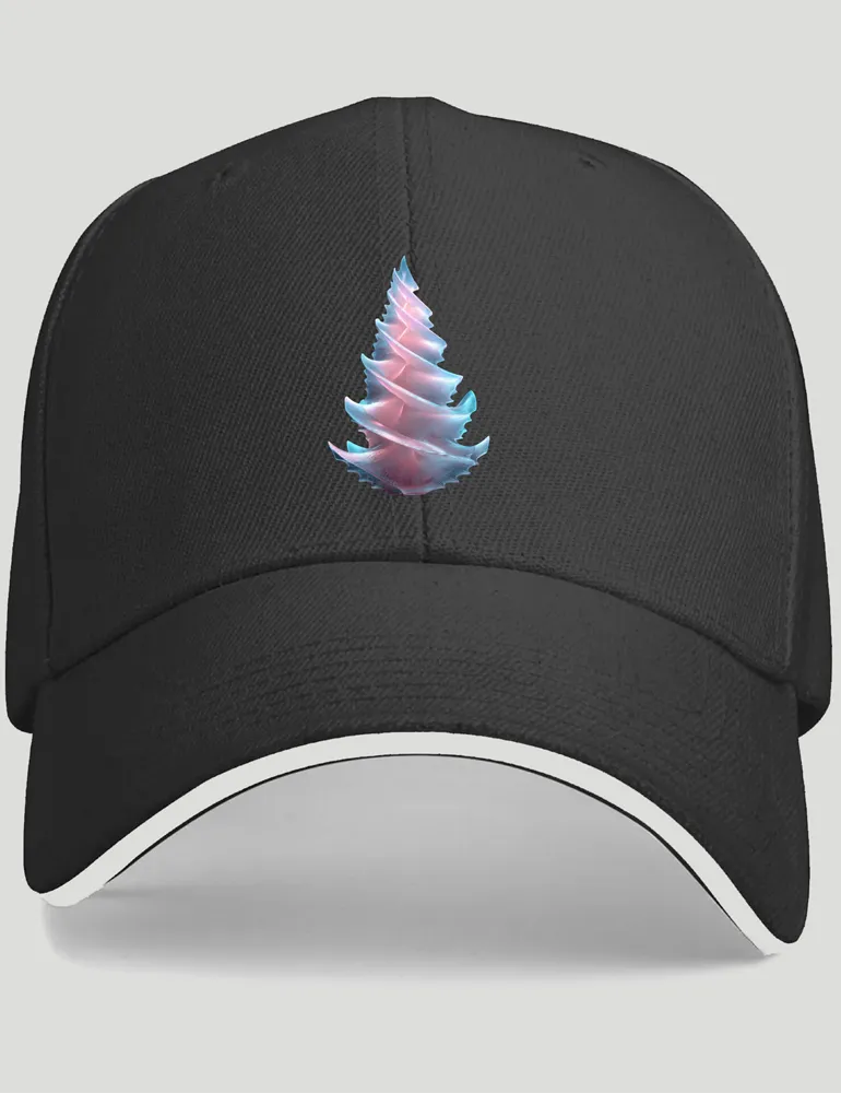 Ryu Tanaka Radiant Spiral No 02 3D frosted glass tree print on black 420G polyester baseball cap