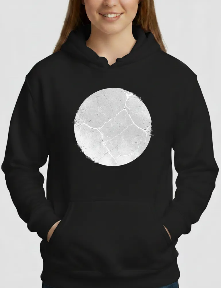Julian Hayes Absolute Zero No 01 black distressed circle art on white premium organic hoodie