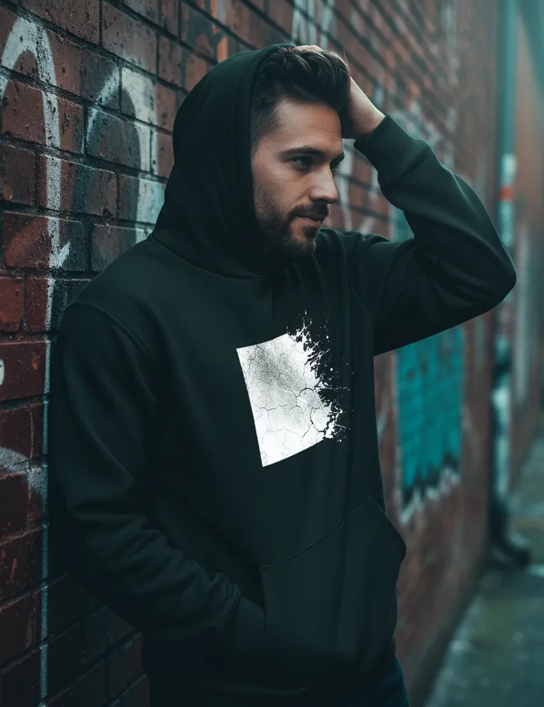 Eroded Order No. 05 – Distressed Grunge Square Hoodie | Julian Hayes Signature Series