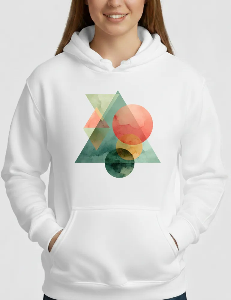 Elara Vane Solar Spectrum No 09 rainbow geometric art on white premium organic hoodie