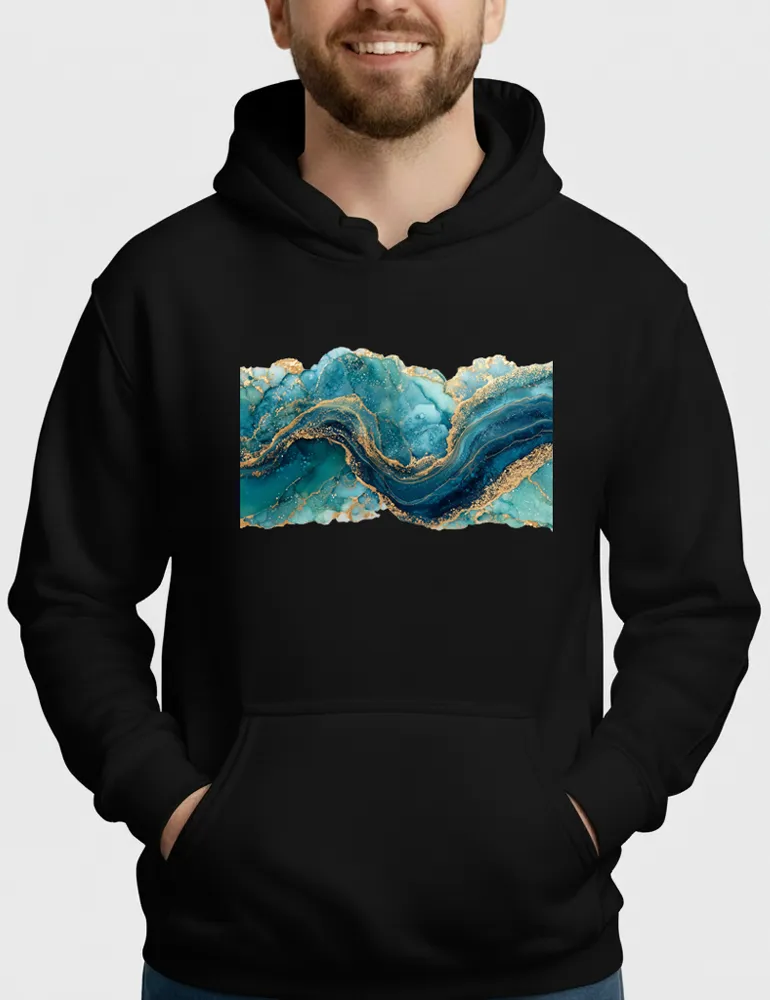 Elara Vane Mosaic Soul No 10 terracotta and azure deconstructed tile art on white premium organic hoodie