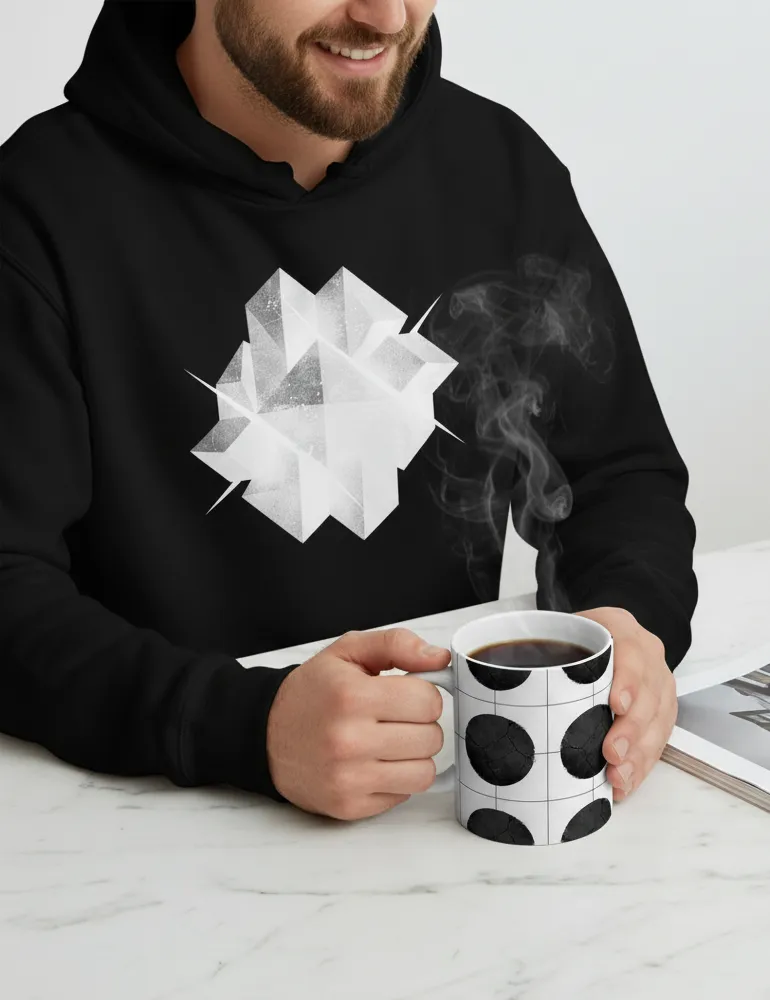 Absolute Zero No. 01 – Distressed Glitch Circle Art Mug | Julian Hayes Artist Series