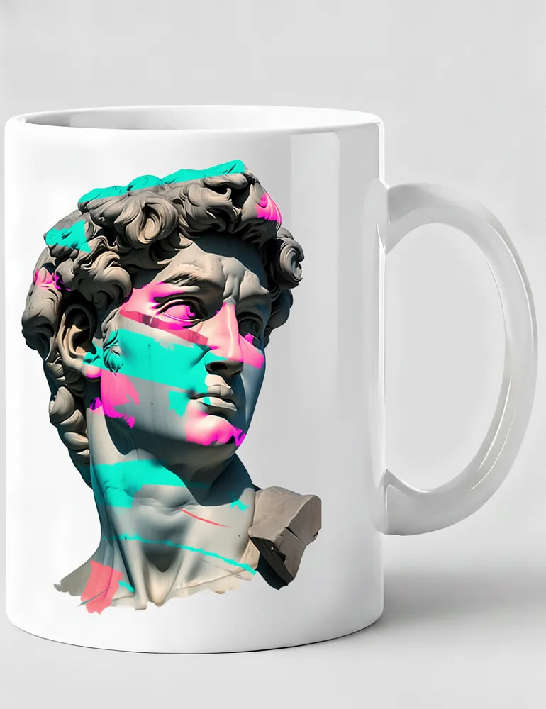 Kaelo X Urban Anthem No 01 Greek statue collage art print on white ceramic mug