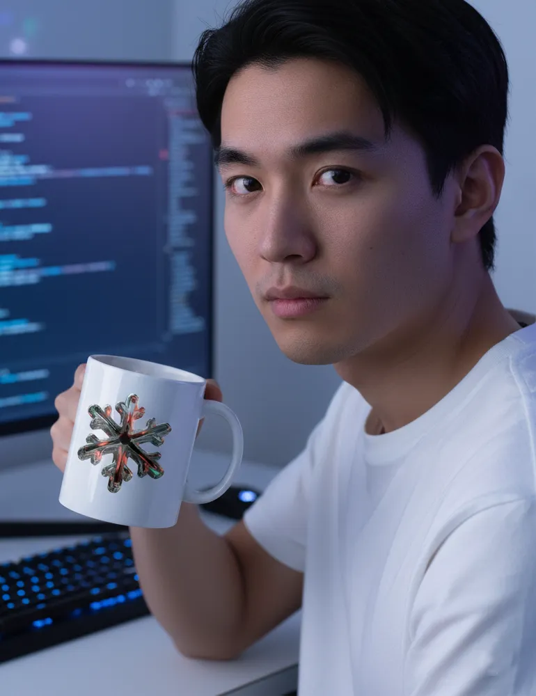 Chrome Snowflake No. 01 – 3D Iridescent Art Cap | 420G Heavyweight | Ryu Tanaka Artist Series