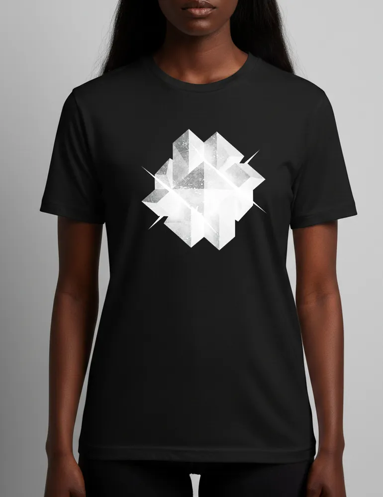 Julian Hayes The Construct No 01 black geometric cubes art on white heavyweight t-shirt