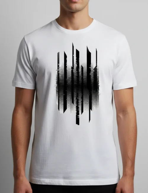 Julian Hayes Vertical Interference No 04 black glitch art on white premium t-shirt