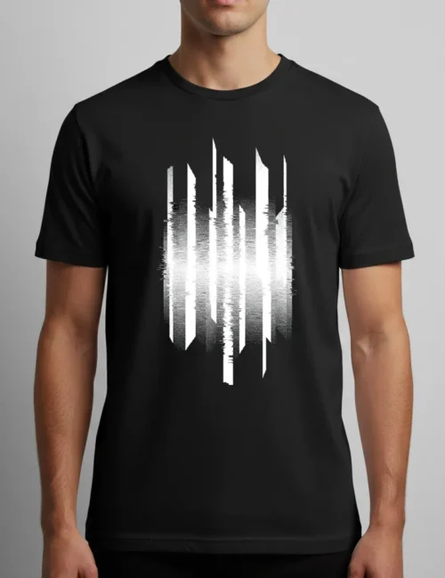 Julian Hayes Vertical Interference No 04 black glitch art on white premium t-shirt