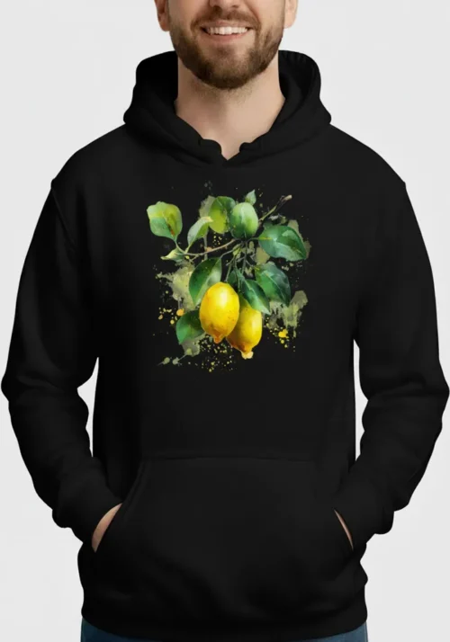 Elara Vane Golden Hour Reflection No 12 orange and sage green watercolor art on white heavyweight hoodie