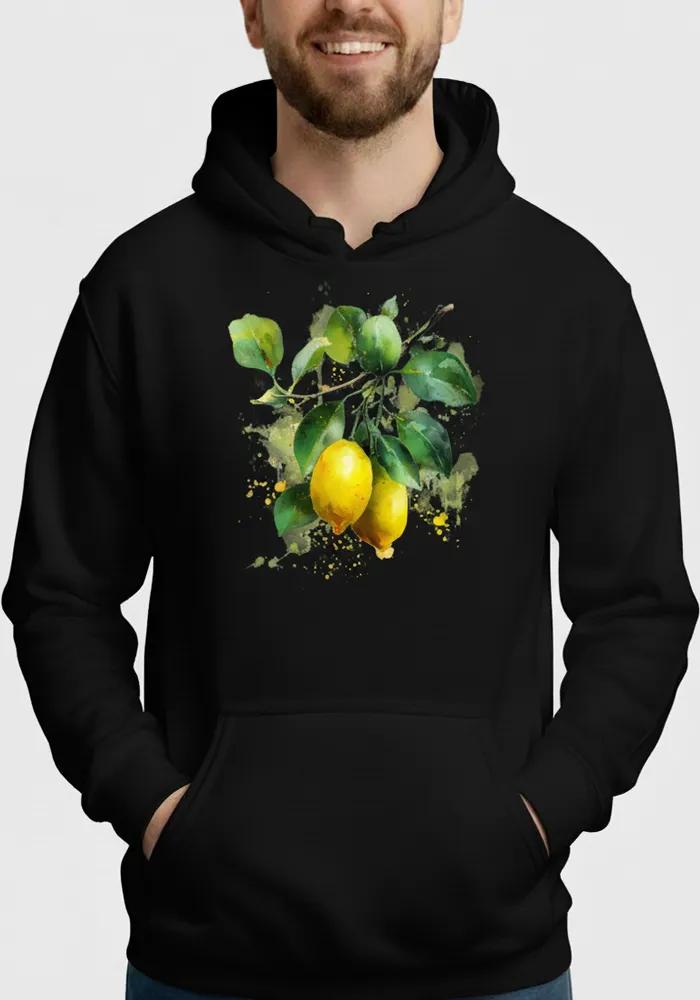 Citrus Solstice No. 11 – Fresh Mediterranean Watercolor Hoodie | Elara Vane Artist Series