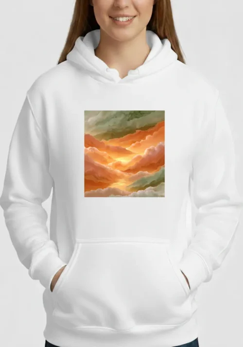 Elara Vane Citrus Solstice No 11, arte en acuarela de limón sobre sudadera blanca orgánica de primera calidad.