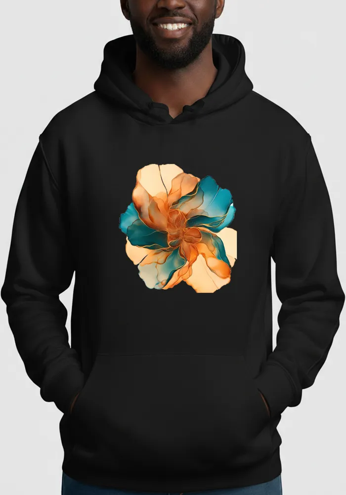 Solar Flare No. 01 – Abstract Mediterranean Fluid Art Hoodie | The Liquid Light Series
