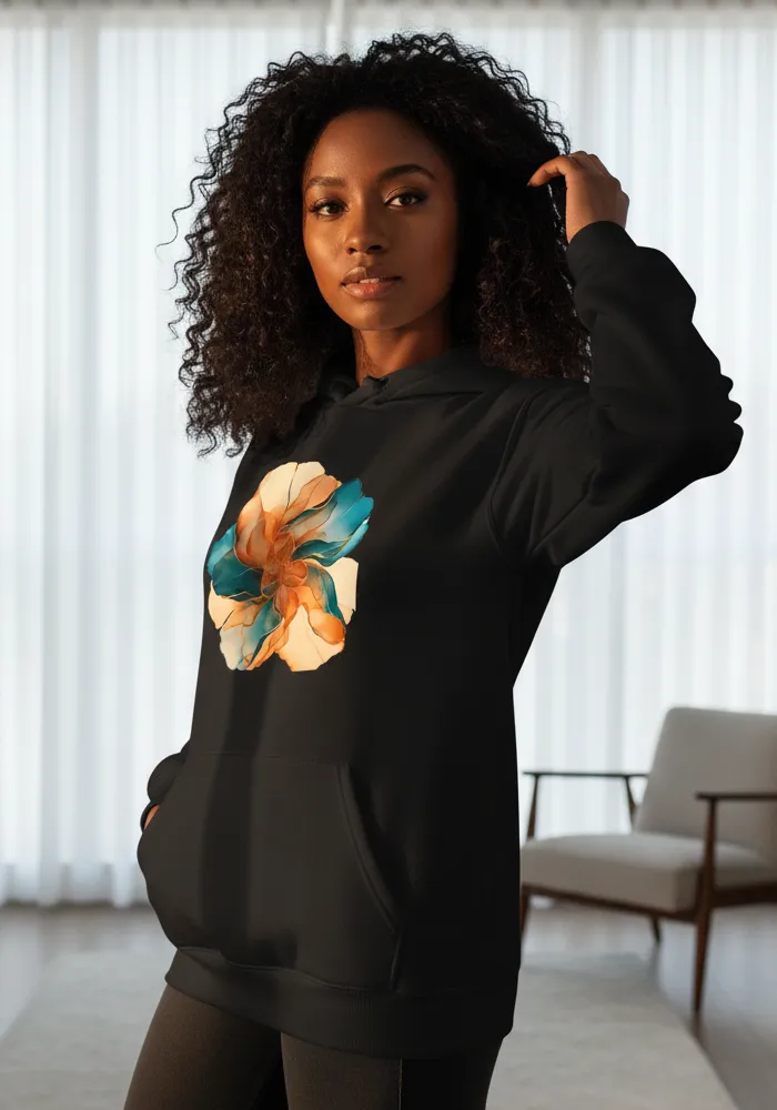 Solar Flare No. 01 – Abstract Mediterranean Fluid Art Hoodie | The Liquid Light Series