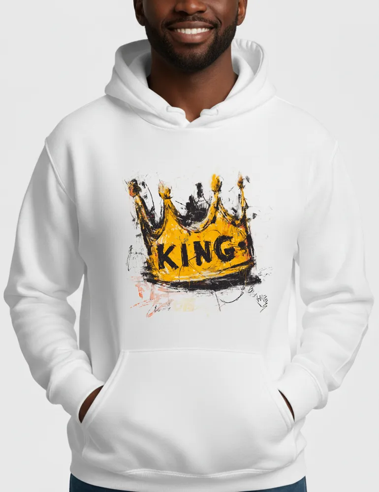 Kaelo X Sovereign Static No 05 yellow crown art on white premium organic hoodie
