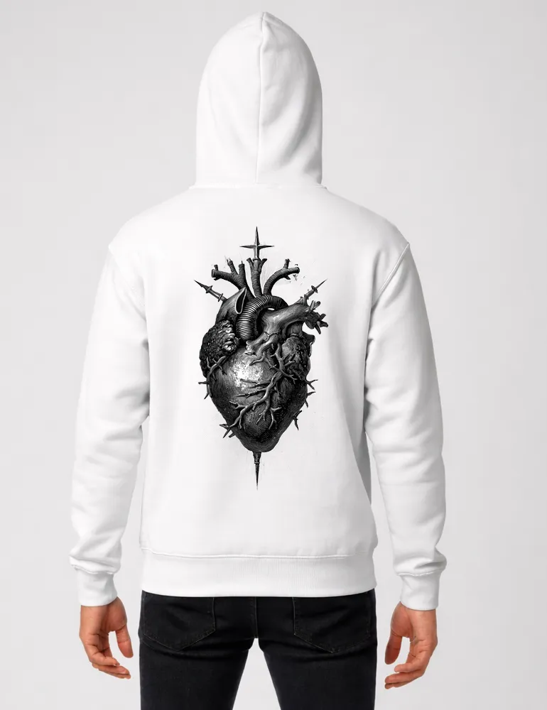 Sacred Heart No. 05 – Flaming Heart & Daggers Back Print Hoodie | Seraphina Black Signature Series