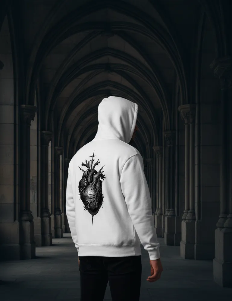 Sacred Heart No. 05 – Flaming Heart & Daggers Back Print Hoodie | Seraphina Black Signature Series