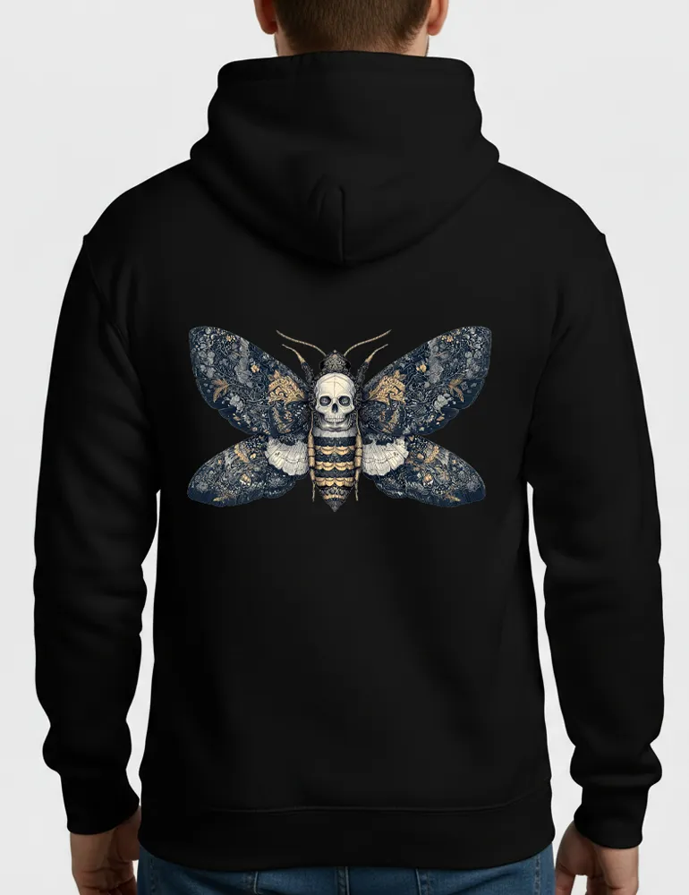 Silent Witness No. 08 – Death’s-head Hawkmoth Back Print Hoodie | Seraphina Black Signature Series